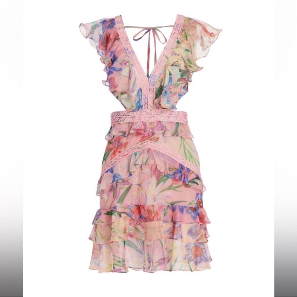 Brand new with tags PatBo floral ruffle cut out dress
